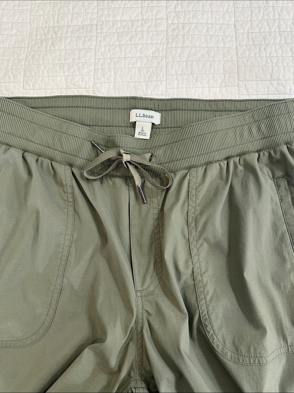 L.L. Bean Vista Camp Pant Large Hiking Gorpcore Like New Thyme Olive - Picture 2 of 10